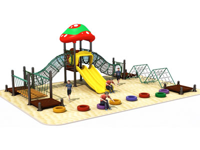 Outdoor Kids Backyard Playset with Rope Net Bridge PG-009